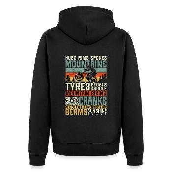 Mountain Bike Hubs Rims Spokers Racing Cyclist - Unisex Premium Organic Zip Hoodie - black - Back - Nico (187cm)