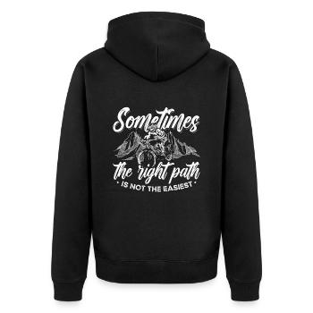 Mountain Bike Sometimes The Right Path Bike Racer - Unisex Premium Organic Zip Hoodie - black - Back - Nico (187cm)