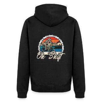 Mountain Bike Oh Shift Retro Cycling Bike Racer - Unisex Premium Bio Zip Hoodie - Schwarz - Hinten - Nico (187cm)