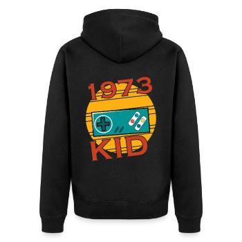 Herzlicher Gamer 1973 Geburtstag Gaming Geschenk - Unisex Premium Bio Zip Hoodie - Schwarz - Hinten - Nico (187cm)