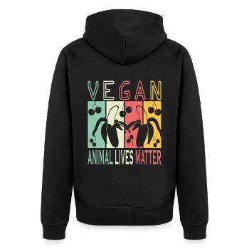 Vegan Veganer Tierleben zählen - Unisex Premium Bio Zip Hoodie - Schwarz - Hinten - Nico (187cm)