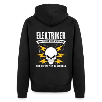Elektriker Elektromeister Elektroniker - Unisex Premium Bio Zip Hoodie - Schwarz - Hinten - Nico (187cm)
