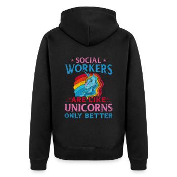 Les travailleurs sociaux ne sont comme des licornes que mieux - Veste à capuche bio Premium Unisexe - noir - Dos - Nico (187cm)