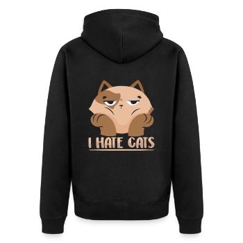 Ich Hasse Katzen Welpe Hund Liebhaber Tier - Unisex Premium Bio Zip Hoodie - Schwarz - Hinten - Nico (187cm)