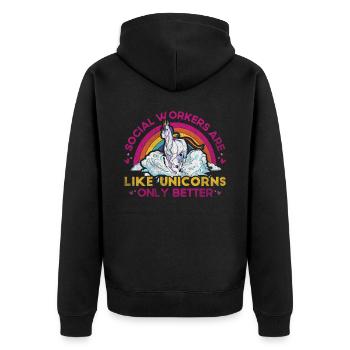 Les travailleurs sociaux ne sont comme des licornes que mieux - Veste à capuche bio Premium Unisexe - noir - Dos - Nico (187cm)