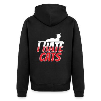 Ich Hasse Katzen Welpe Hund Liebhaber Tier - Unisex Premium Bio Zip Hoodie - Schwarz - Hinten - Nico (187cm)
