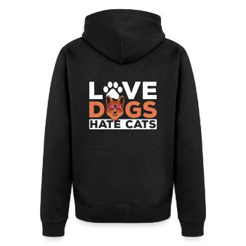 Liebe Hunde Hasse Katzen Hund Liebhaber Welpe - Unisex Premium Bio Zip Hoodie - Schwarz - Hinten - Nico (187cm)