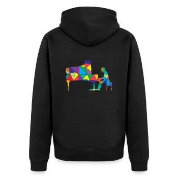 Klavier Polygon Lustiges Piano - Unisex Premium Bio Zip Hoodie - Schwarz - Hinten - Nico (187cm)