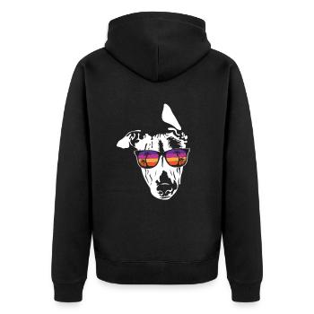 Whippet - Unisex Premium Bio Zip Hoodie - Schwarz - Hinten - Nico (187cm)