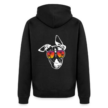 Whippet - Unisex Premium Bio Zip Hoodie - Schwarz - Hinten - Nico (187cm)