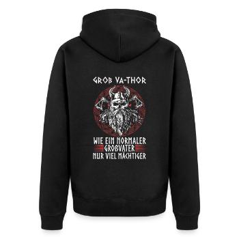 Groß Vathor - Vatertag Vatertagsgeschenk Wikinger - Unisex Premium Bio Zip Hoodie - Schwarz - Hinten - Nico (187cm)
