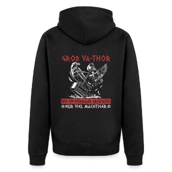 Groß Vathor - Vatertag Vatertagsgeschenk Wikinger - Unisex Premium Bio Zip Hoodie - Schwarz - Hinten - Nico (187cm)