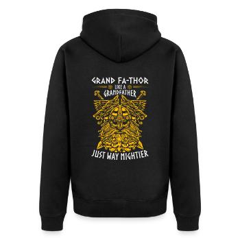 Groß Vathor - Vatertag Vatertagsgeschenk Wikinger - Unisex Premium Bio Zip Hoodie - Schwarz - Hinten - Nico (187cm)