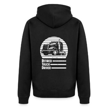 Lkw Fahrer Trucker Lastwagenfahrer Im Ruhestand - Unisex Premium Bio Zip Hoodie - Schwarz - Hinten - Nico (187cm)