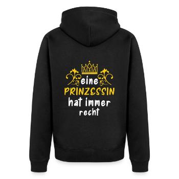 Prinzessin Krone - Unisex Premium Bio Zip Hoodie - Schwarz - Hinten - Nico (187cm)