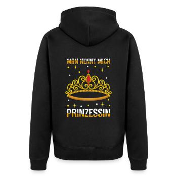 Prinzessin Krone - Unisex Premium Bio Zip Hoodie - Schwarz - Hinten - Nico (187cm)