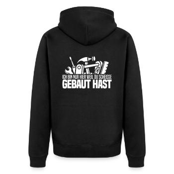 Rohrleitungsbauer Hammer - Unisex Premium Bio Zip Hoodie - Schwarz - Hinten - Nico (187cm)