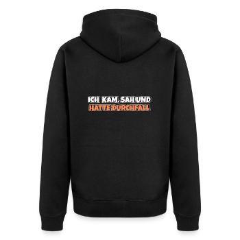 Ich kam sah und hatte Durchfall - Unisex Premium Bio Zip Hoodie - Schwarz - Hinten - Nico (187cm)