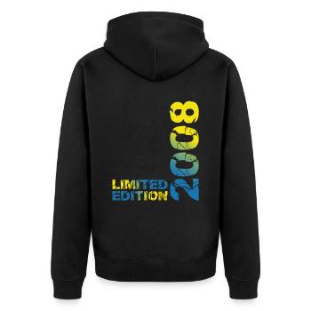 2008 Limited Edition Geburtstag Geschenk Frau Mann - Unisex Premium Bio Zip Hoodie - Schwarz - Hinten - Nico (187cm)