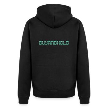 Aktien Spruch - Unisex Premium Bio Zip Hoodie - Schwarz - Hinten - Nico (187cm)