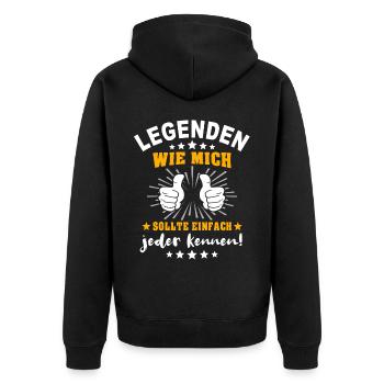 Legende Geschenk Legenden Legendär - Unisex Premium Bio Zip Hoodie - Schwarz - Hinten - Nico (187cm)