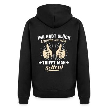 Legende Geschenk Legenden Legendär - Unisex Premium Bio Zip Hoodie - Schwarz - Hinten - Nico (187cm)