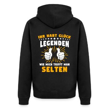 Legende Geschenk Legenden Legendär - Unisex Premium Bio Zip Hoodie - Schwarz - Hinten - Nico (187cm)