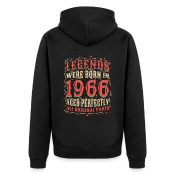 Legends were born in 1966 Birthday - Unisex Premium Organic Zip Hoodie - black - Back - Nico (187cm)