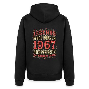 Les légendes sont nées en 1967 anniversaire - Veste à capuche bio Premium Unisexe - noir - Dos - Nico (187cm)