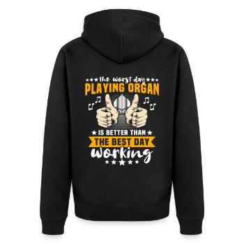 Orgelspieler Organist Orgel - Unisex Premium Bio Zip Hoodie - Schwarz - Hinten - Nico (187cm)