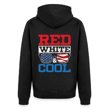 Rouge Blanc Et Cool Amérique USA Flag 4 Juillet - Veste à capuche bio Premium Unisexe - noir - Dos - Nico (187cm)