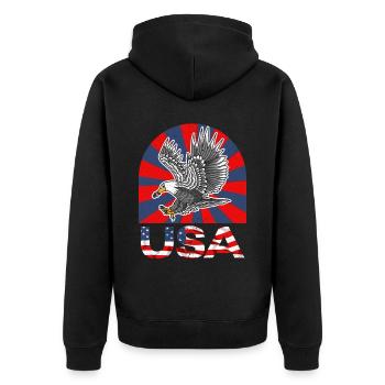 Amérique patriotique États-Unis Drapeau 4 juillet Américain - Veste à capuche bio Premium Unisexe - noir - Dos - Nico (187cm)