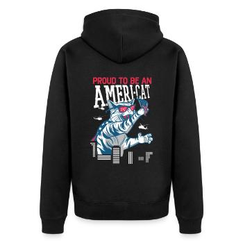 Proud To Be An Ameri-cat America 4th Of July - Unisex Premium Organic Zip Hoodie - black - Back - Nico (187cm)