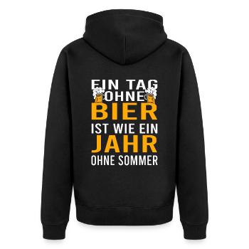 Vatertag Himmelfahrt Bier Nachbar Nachbarn Saufen - Unisex Premium Bio Zip Hoodie - Schwarz - Hinten - Nico (187cm)