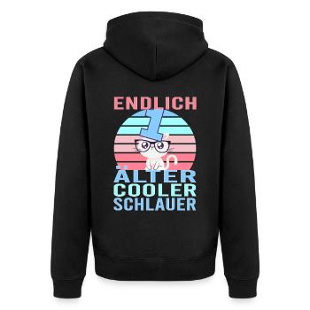1. Geburtstag 1 Jahre Katze Kätzchen Mietze Miau - Unisex Premium Bio Zip Hoodie - Schwarz - Hinten - Nico (187cm)