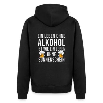 Vatertag Himmelfahrt Bier Nachbar Nachbarn Saufen - Unisex Premium Bio Zip Hoodie - Schwarz - Hinten - Nico (187cm)