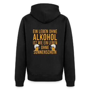 Vatertag Himmelfahrt Bier Nachbar Nachbarn Saufen - Unisex Premium Bio Zip Hoodie - Schwarz - Hinten - Nico (187cm)