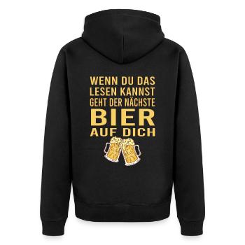 Vatertag Himmelfahrt Bier Nachbar Nachbarn Saufen - Unisex Premium Bio Zip Hoodie - Schwarz - Hinten - Nico (187cm)
