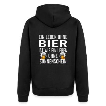 Vatertag Himmelfahrt Bier Nachbar Nachbarn Saufen - Unisex Premium Bio Zip Hoodie - Schwarz - Hinten - Nico (187cm)