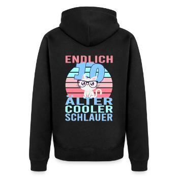 10 Jahre 10. Geburtstag Katze Kätzchen Mietze Miau - Unisex Premium Bio Zip Hoodie - Schwarz - Hinten - Nico (187cm)