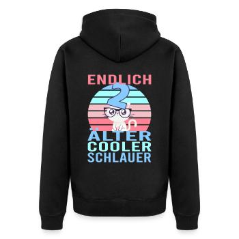 2. Geburtstag 2 Jahre Katze Kätzchen Mietze Miau - Unisex Premium Bio Zip Hoodie - Schwarz - Hinten - Nico (187cm)