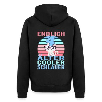 4 Jahre 4. Geburtstag Katze Kätzchen Mietze Miau - Unisex Premium Bio Zip Hoodie - Schwarz - Hinten - Nico (187cm)