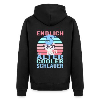 5 Jahre 5. Geburtstag Katze Kätzchen Mietze Miau - Unisex Premium Bio Zip Hoodie - Schwarz - Hinten - Nico (187cm)