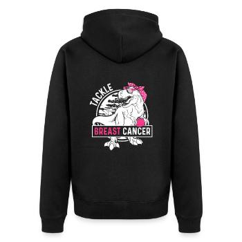 Tackle Breast Cancer Brustkrebs - Unisex Premium Bio Zip Hoodie - Schwarz - Hinten - Nico (187cm)