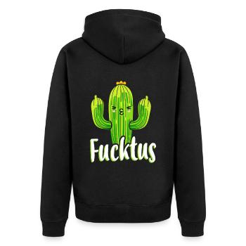 Fucktus Lustiger Kaktus Pflanze Kakteen Sukkulente - Unisex Premium Bio Zip Hoodie - Schwarz - Hinten - Nico (187cm)