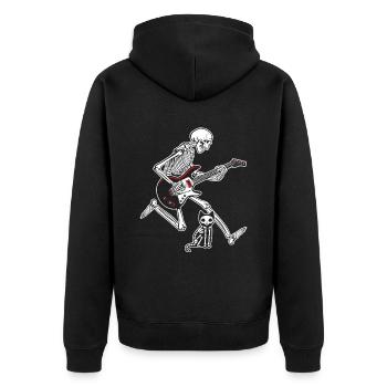Skeleton Guitar Cat - Unisex Premium Organic Zip Hoodie - black - Back - Nico (187cm)