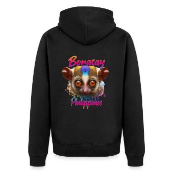 Tarsier auf Boracay, Philippinen - Unisex Premium Bio Zip Hoodie - Schwarz - Hinten - Nico (187cm)