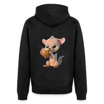 Cute dog drinks from coconut - Unisex Premium Organic Zip Hoodie - black - Back - Nico (187cm)