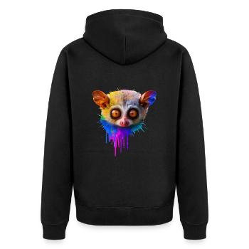 Tarsier Design - Unisex Premium Bio Zip Hoodie - Schwarz - Hinten - Nico (187cm)