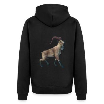 Realistische Markhor - Unisex Premium Bio Zip Hoodie - Schwarz - Hinten - Nico (187cm)